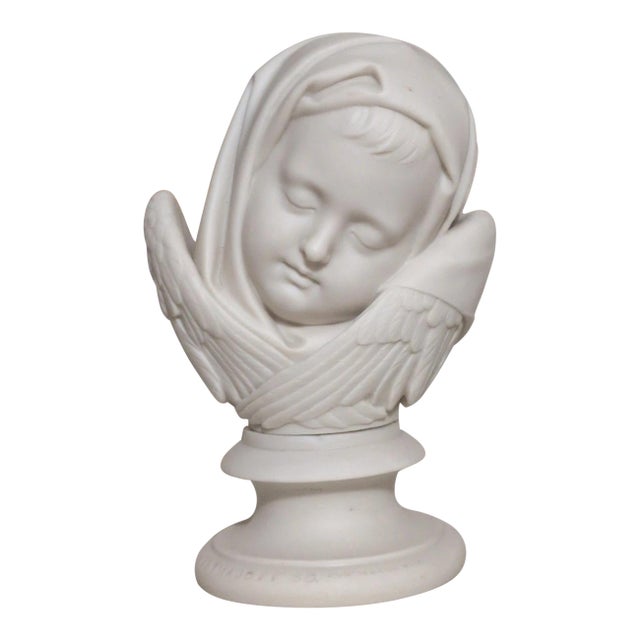 Copeland Parian Porcelain Bust of a Sleeping Cherub (1860) Called "Asleep." For Sale