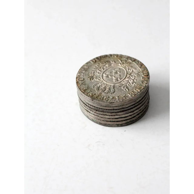 1970s Vintage Louis XVI 1788 Replica Coin Coasters - Set of 9 For Sale - Image 5 of 7