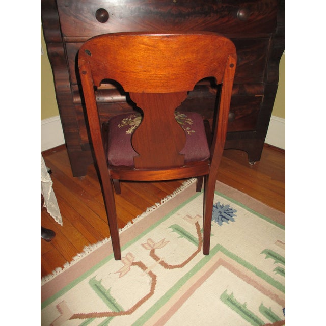 Wood Mid 19th Century Antique Empire Flame Mahogany Accent Chair With Needlepoint Seat For Sale - Image 7 of 8