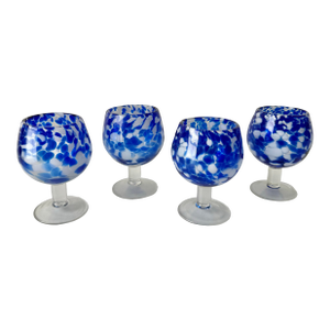 Late 20th Century Blue Tortoiseshell Wine Goblets - Set of Four