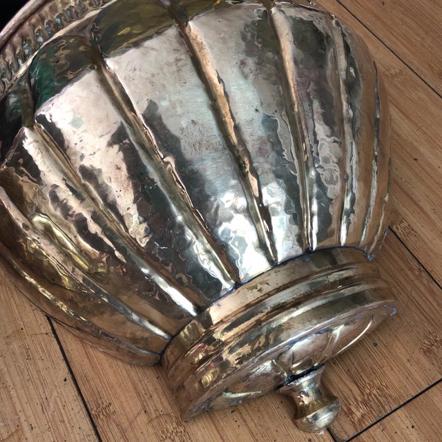 Shabby Chic 1970s Vintage Bohemian Reticulated Brass Planters - A Pair For Sale - Image 3 of 7