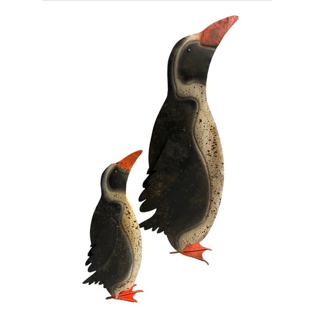 Mid-Century Style Distressed Sheet Metal Penguin Garden Statues - 2 Pieces For Sale In West Palm - Image 6 of 12