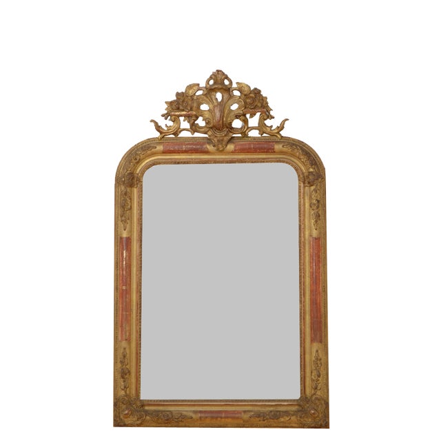 19th Century French Gilded Pier Mirror, 1850s For Sale