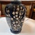 Mid-Century Modern Navy Impasto Table Lamp With Hand Sculpted Floral Relief, Vintage For Sale - Image 3 of 12