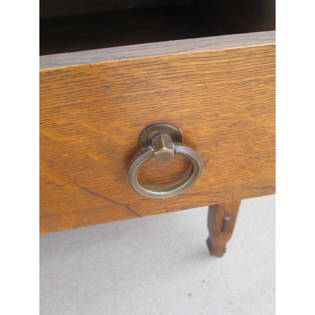 Early 20th Century Stickley Attributed Mission Oak Arts and Crafts Library Table / Writing Desk For Sale - Image 12 of 18