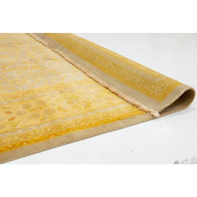 1920s Handmade in Gray and Yellow Persian Tabriz Wool Rug With Floral Pattern For Sale - Image 5 of 10