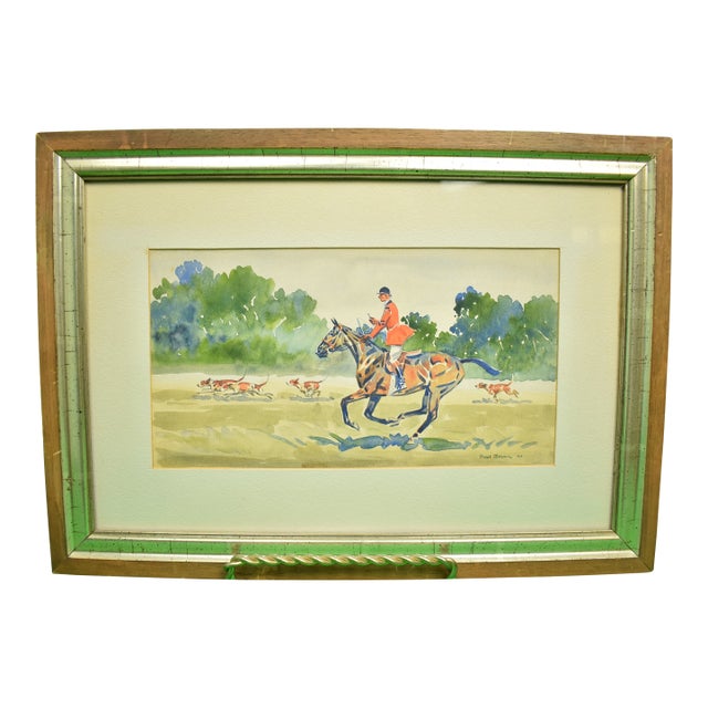 Paul Desmond Brown Huntsman W/ Hounds C1947 Watercolor For Sale
