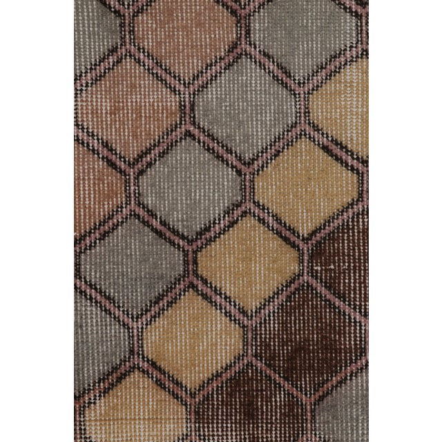 1950s Vintage Distressed Runner Rug, Colorful Diagonal Geometric Design - Rug & Kilim For Sale - Image 5 of 8