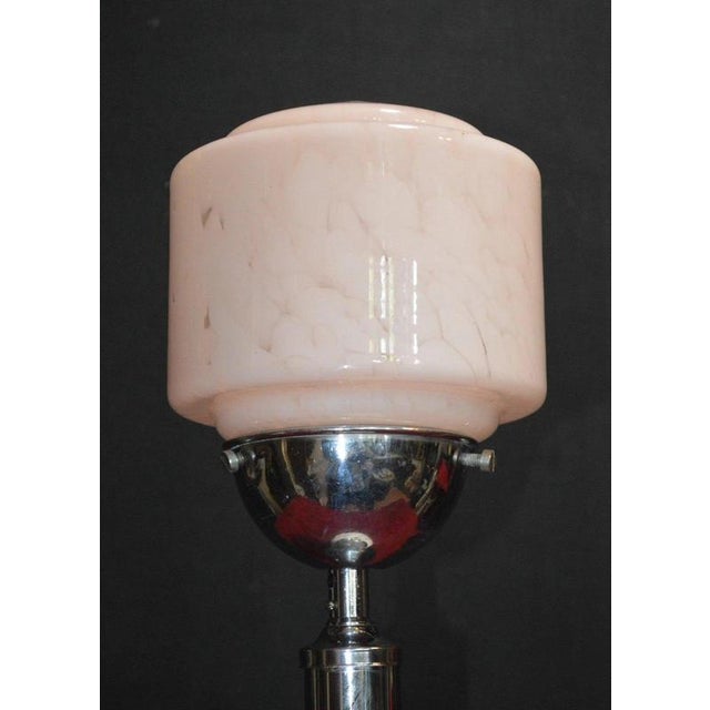 Modernist Art Deco French Chrome, Porcelain and Opaline Glass Table Lamp, 1940s For Sale - Image 4 of 18