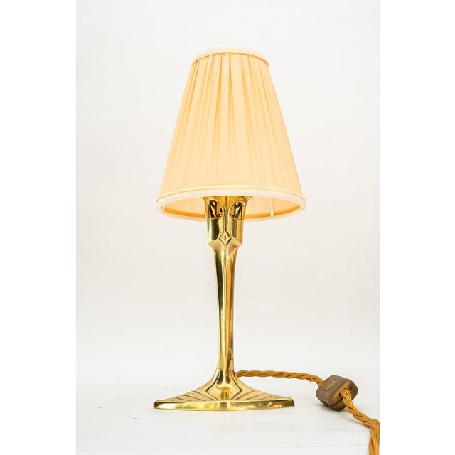 Brass polished and stove enameled The fabric shade is replaced ( new ) The bulb is a small one e14 ( european ) European...