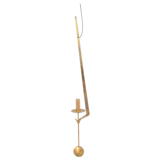 Wall Candleholder in Brass with Pendulum Suspension by Pierre Forsell for Skultuna, 1960s For Sale - Image 6 of 6