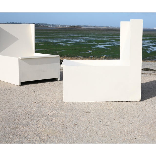 Brutalist Brutalist Lounge Chairs in Painted Wood, 1960s, Set of 3 For Sale - Image 3 of 18