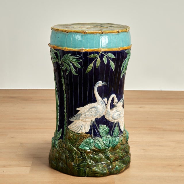 Victorian Antique English Majolica Garden Seat or Stand For Sale - Image 3 of 12