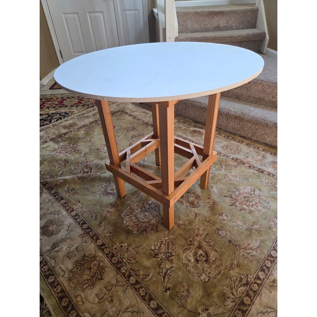 Custom Side Accent Table – Hand-Painted Metal Top & Fabric Skirt For Sale - Image 14 of 14