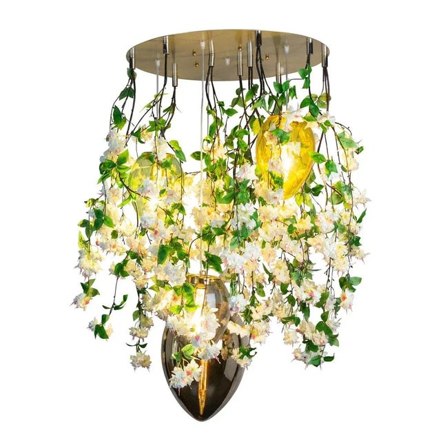 Flower Power Fuchsia Cascade Round Chandelier in Pink-Cream Color with Crystal Egg Lamps from VGnewtrend, Italy For Sale - Image 10 of 10