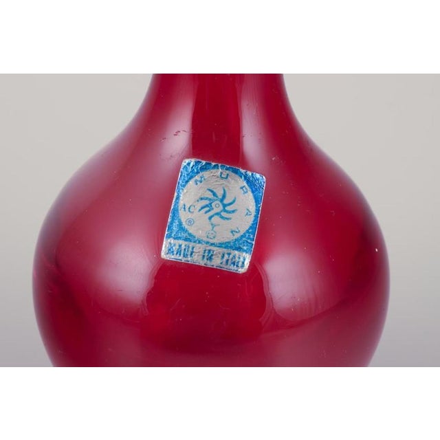 Art Glass Murano Vase in Clear and Red Glass, Italy, 1960s For Sale - Image 4 of 8