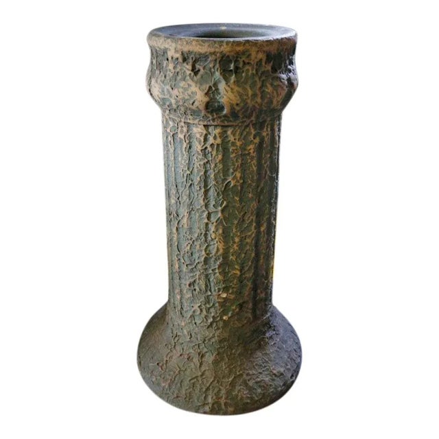 Plant Pedestal - Green and Tan Ceramic For Sale In New York - Image 6 of 6