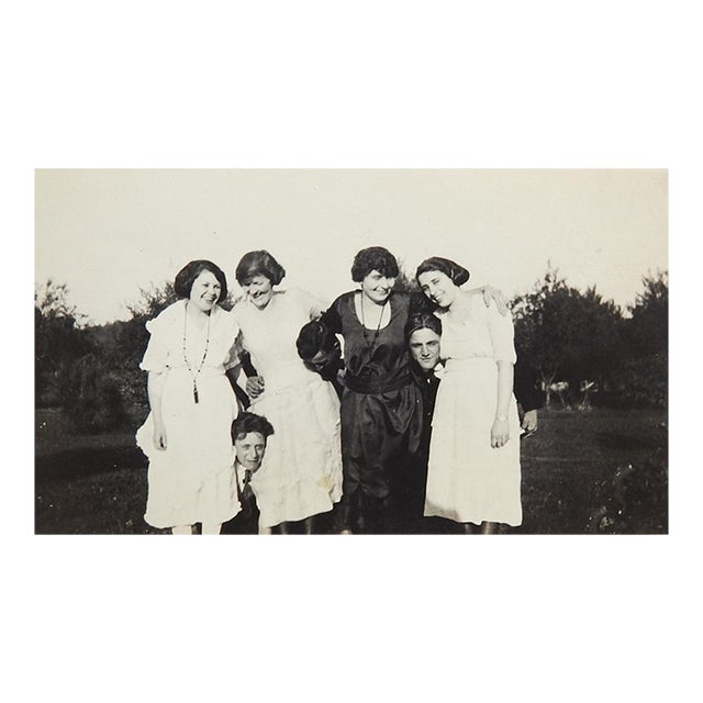 Early 20th Century Snapshot Photograph Girls With Guys in Headlock For Sale