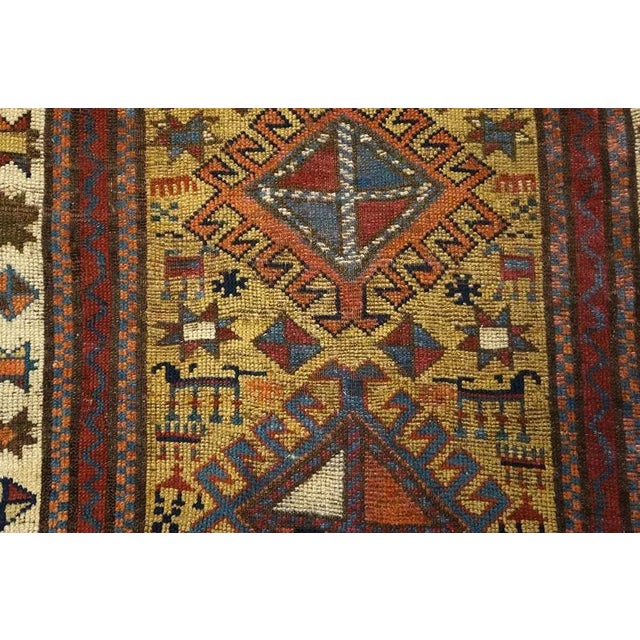 Late 19th Century 1880s Goldenord Diamond Tribal Antique S. Caucasian Carpet 3'6'' X 8'9'' Knotted Wool Runner Rug For Sale - Image 5 of 12