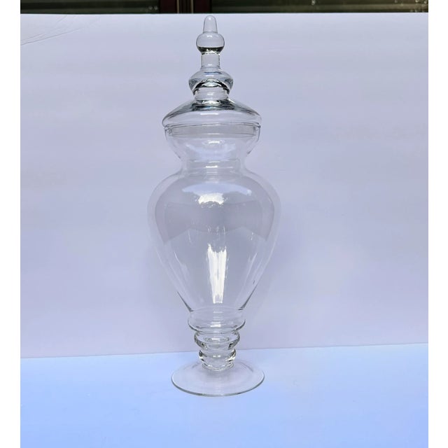2000s Tall Glass Apothecary Jar & Lid For Sale - Image 10 of 10