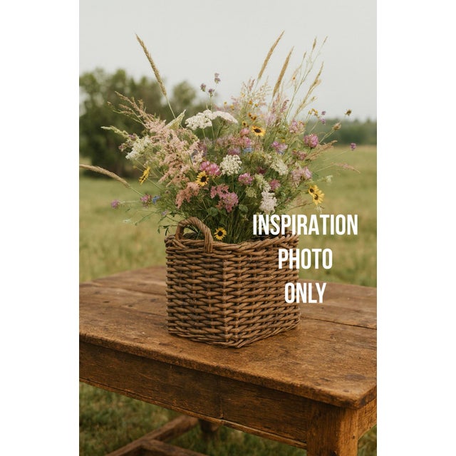 Vintage Kubu Rattan, Rare One Handled, Almost Square Gathering Basket - Rustic European - CottageCore - French Country - Farmhouse For Sale In New Orleans - Image 6 of 8