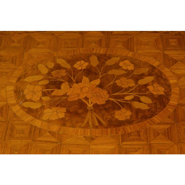 French Marquetry Inlaid 19th Century Writing Table Desk For Sale - Image 9 of 18