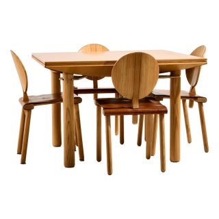 Italian Dining Table and Chairs by Gigi Sabadin for Crassevig, 1970s, Set of 5 For Sale