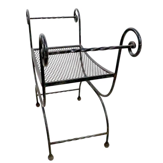 Mid 20th Century Hollywood Regency Wrought Iron Saddle Seat Bench For Sale - Image 9 of 13