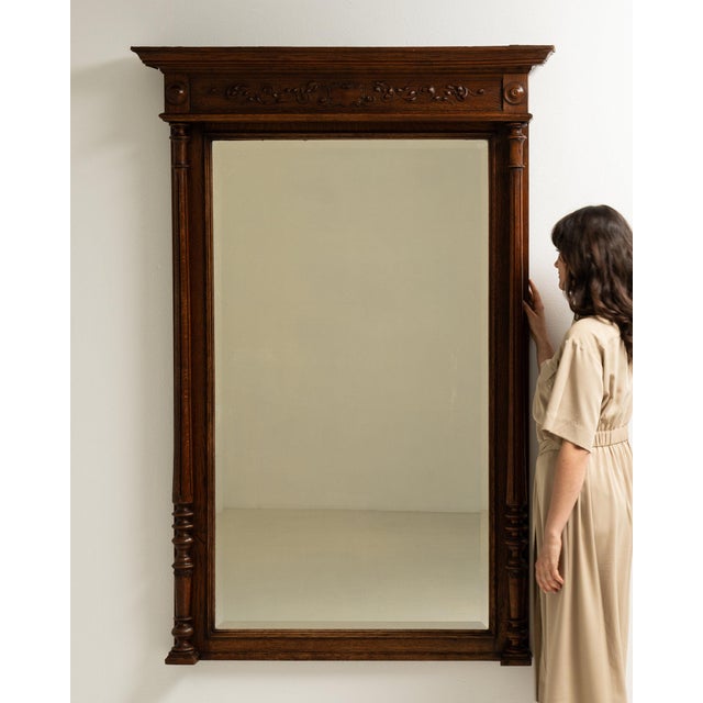 19th Century France Renaissance Brown Wood Full-length & Floor Mirrors For Sale - Image 4 of 10