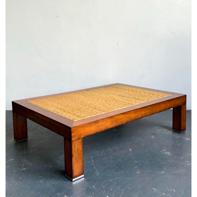 Vintage Woven Rattan “Modern Barn” Coffee Table After Ralph Lauren For Sale - Image 11 of 12