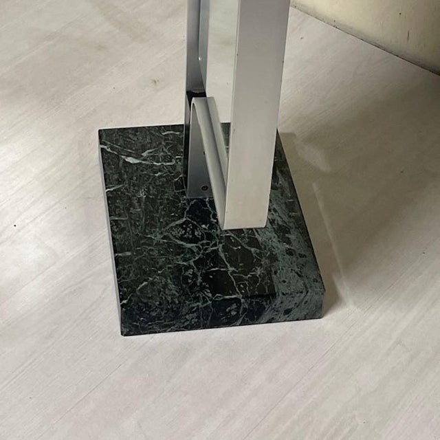 Vintage Italian Floor Mirror in Aluminum and Green Marble, 1970s For Sale - Image 6 of 15
