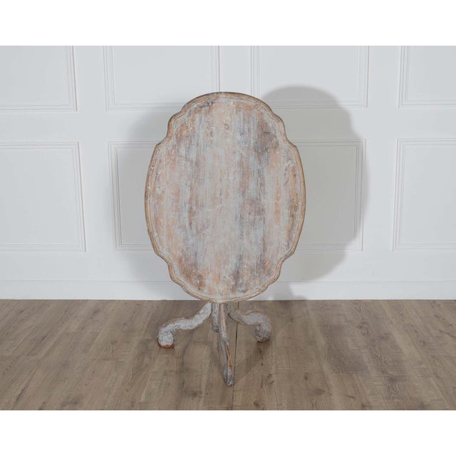 18th Century 18th Century Swedish Rococo Tilt-Top Table with Original Black Back For Sale - Image 5 of 8