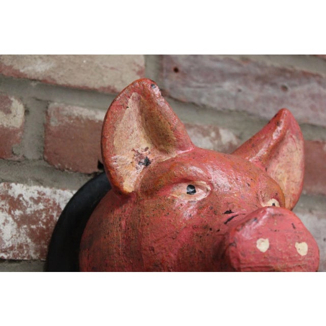 Vintage German Carved and Painted Black Forest Pig Mounted Wall Sculpture For Sale - Image 9 of 10