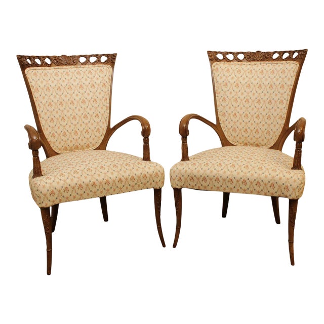 Hollywood Regency Vintage Carved Armchairs - a Pair For Sale