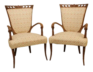 Hollywood Regency Vintage Carved Armchairs - a Pair