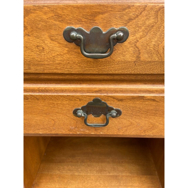Brown Mid-Century L.A. Period Furniture Co. Solid Birch Single Drawer Open Cabinet Nightstand For Sale - Image 8 of 14