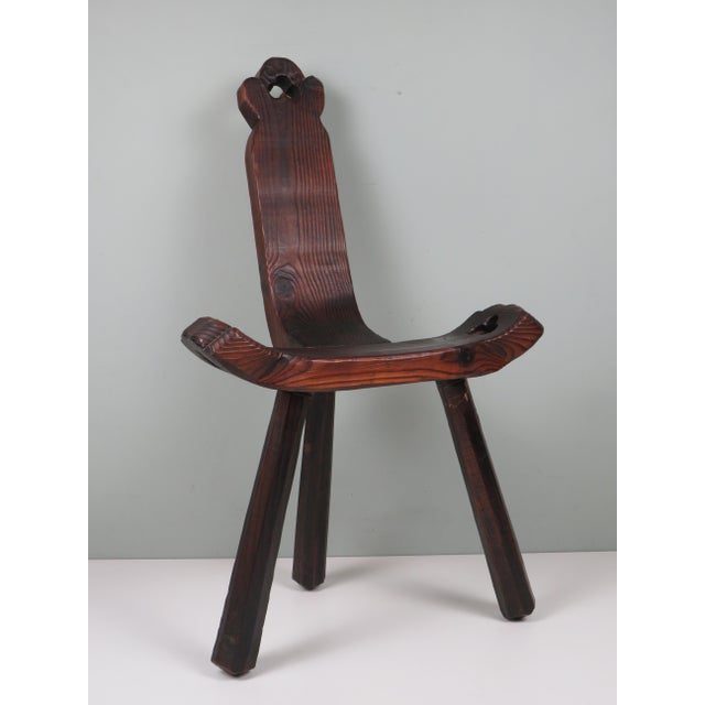 Mid-Century Modern Spanish Birth Stool in Carved Wood, 1960 For Sale - Image 12 of 12