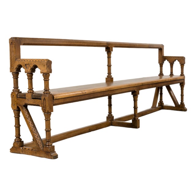 Mid-19th Century French Gothic Revival Oak Church Bench For Sale