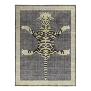Rug & Kilim’s Tiger Rug in Charcoal, 6x9 For Sale