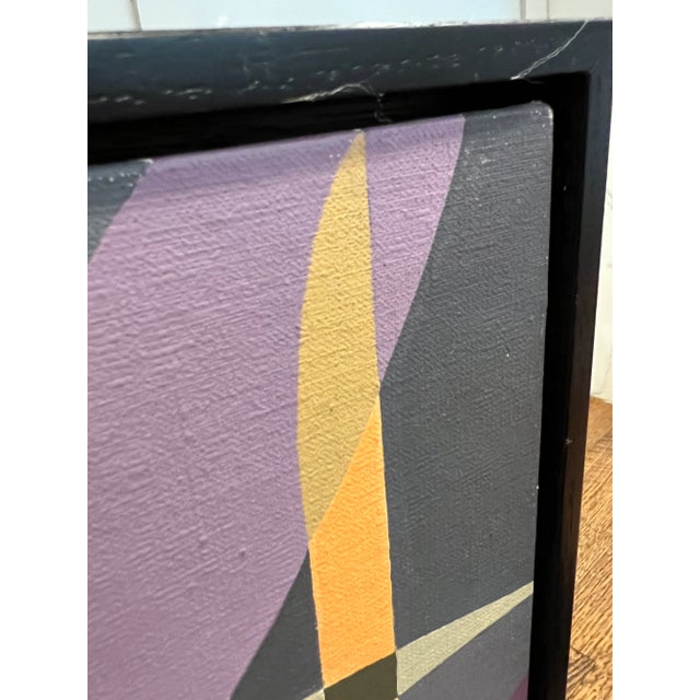 Modern Abstract Expressionist Graphic Geometric Oil Painting, Framed For Sale In Los Angeles - Image 6 of 11