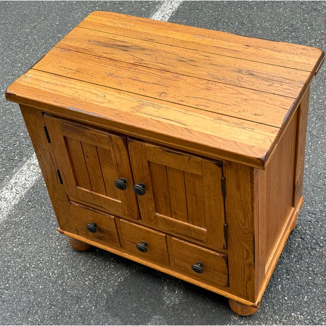Broyhill “Attic Heirloom” Rustic Oak Nightstand For Sale In New York - Image 6 of 12