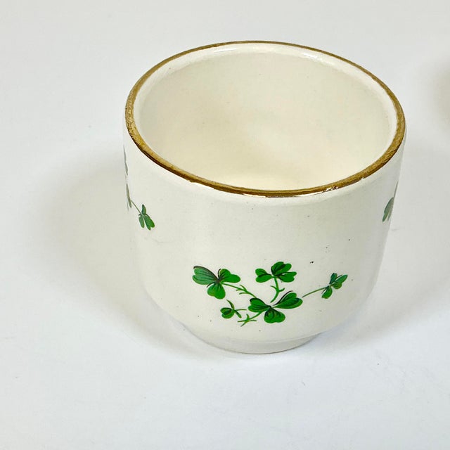 Green Mid-Century Scottish English Traditional Shamrock Motif Egg Cups - A Pair, St Patrick’s Day. For Sale - Image 8 of 9