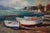 Gold Artist Signed Boat & Village Oil Painting on Canvas For Sale - Image 8 of 12