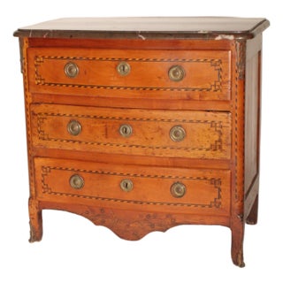 18th Century Continental Fruitwood Chest of Drawers With Marble Top For Sale