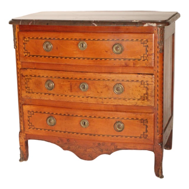 18th Century Continental Fruitwood Chest of Drawers With Marble Top For Sale