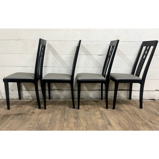 Postmodern Josef Hoffmann Postmodern Black Ebonized Slot Back Dining Chairs - Set of 4 For Sale - Image 3 of 10