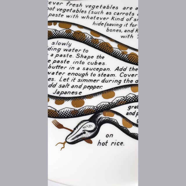 Piero Fornasetti Fornasetti Fleming Joffe Recipe Plate, Snake a La Cleopatra For Sale - Image 4 of 8