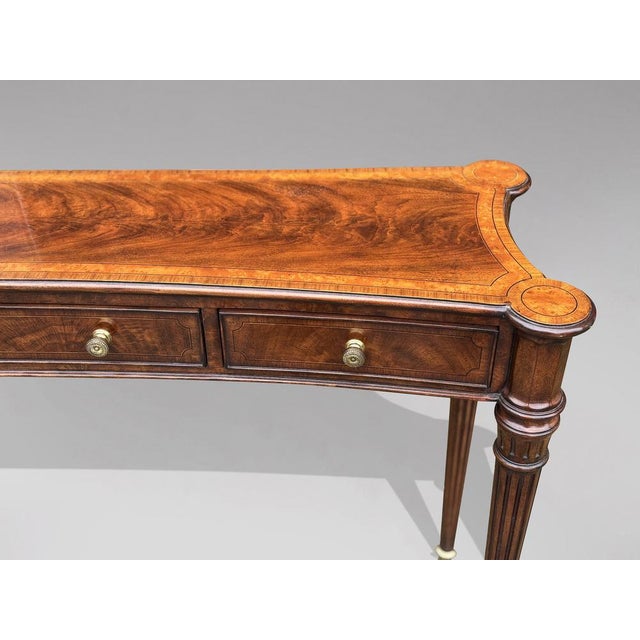 Vintage Walnut Inlaid Console Table from Brights of Nettlebed, 1980s For Sale - Image 3 of 7