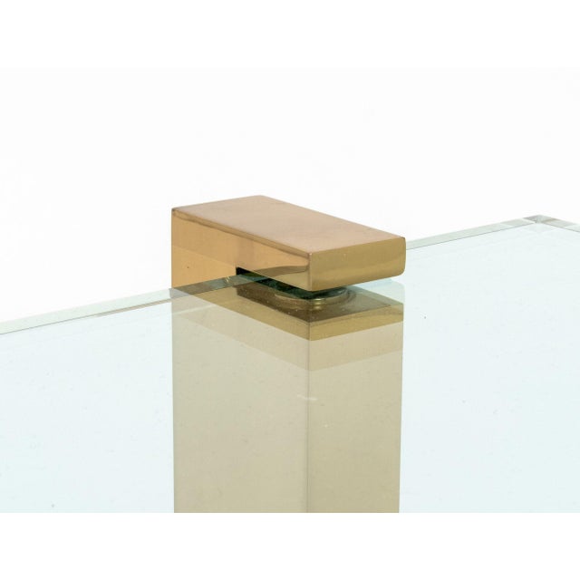Brass Peter Ghyczy Style Brass and Glass Coffee Table For Sale - Image 8 of 8