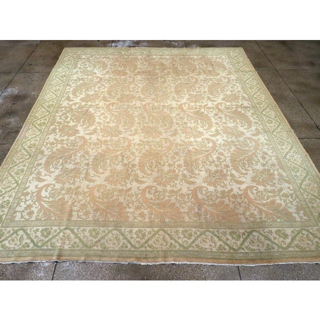 A Vintage Spanish Cuenca room size carpet handmade during the Mid-20th century. Measures: 11' 2" x 13' 4"